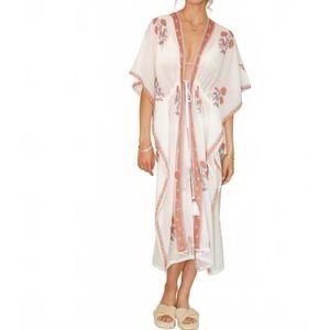 NEW M.A.B.E. cadi print cover up in white